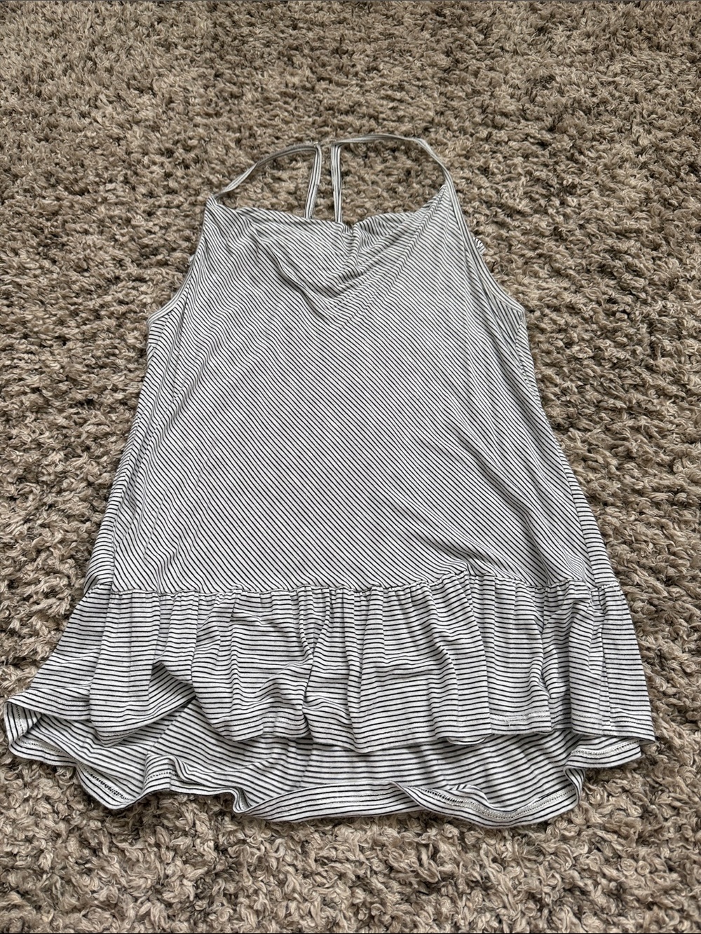 Mossimo Supply Co. Striped Flowy Tank with Ruffle Bottom